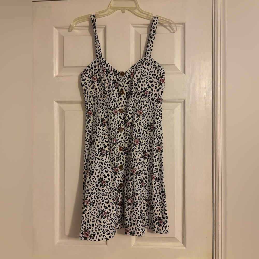 Leopard print with flowers summer dress